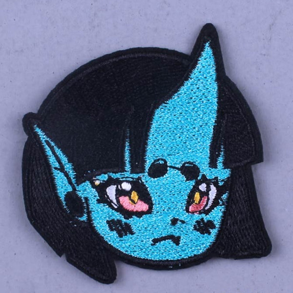 Cool 'Blue Alien Girl | Sad Face' Embroidered Patch