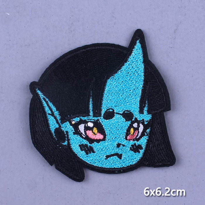 Cool 'Blue Alien Girl | Sad Face' Embroidered Patch