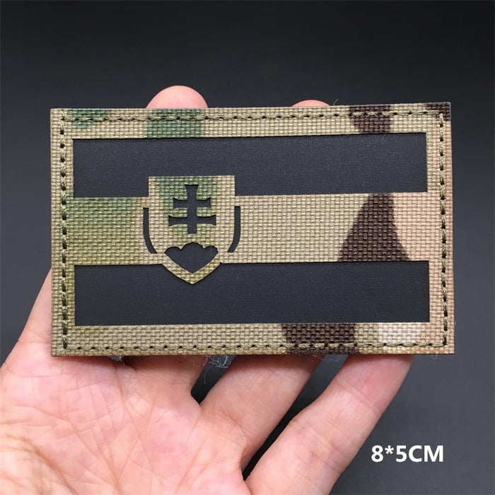 Military Tactical 'Slovakia Flag | Reflective' Embroidered Velcro Patch