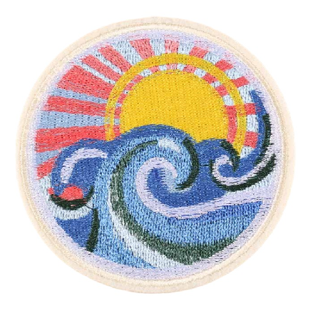 Sunset 'Sea Waves' Embroidered Patch