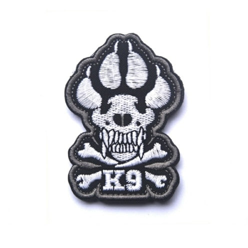 Service Dog 'K9 Skull And Crossbones' Embroidered Velcro Patch