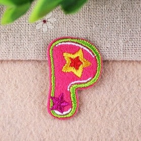 Cute Letter P 'Purple Star' Embroidered Patch