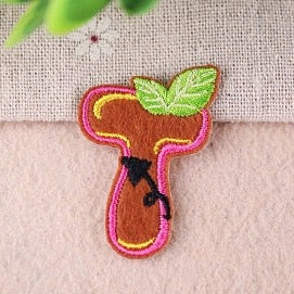 Cute Letter T 'Tea Leaf' Embroidered Patch