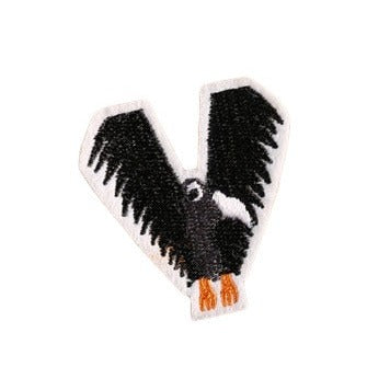 Letter V 'Vulture Black' Embroidered Patch