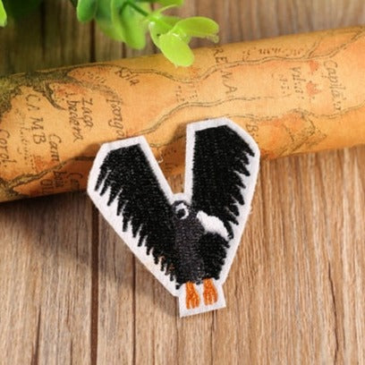 Letter V 'Vulture Black' Embroidered Patch
