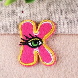 Cute Letter K 'Keen Eye' Embroidered Patch