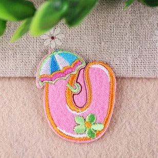 Cute Letter U 'Umbrella' Embroidered Patch