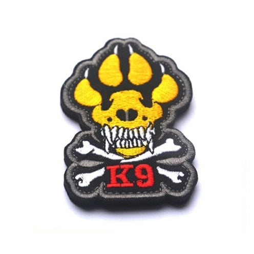 Service Dog 'K9 Skull And Crossbones' Embroidered Velcro Patch