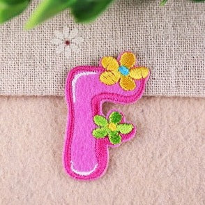 Cute Letter F 'Flowers' Embroidered Patch