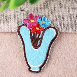Cute Letter V 'Vase' Embroidered Patch