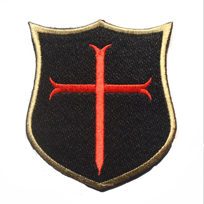 Military Tactical 'Crusader Cross Shield' Embroidered Velcro Patch