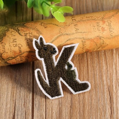 Letter K 'Kangaroo' Embroidered Patch