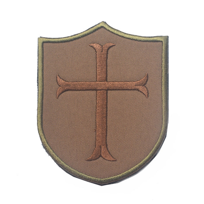 Military Tactical 'Crusader Cross Shield' Embroidered Velcro Patch