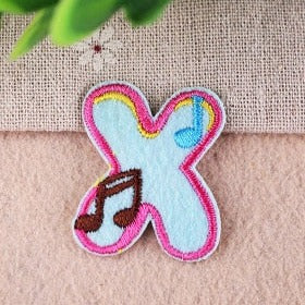Cute Letter X 'Xylophone Notes' Embroidered Patch