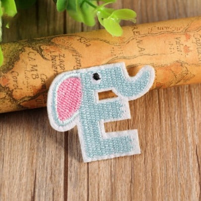 Letter E 'Elephant' Embroidered Patch