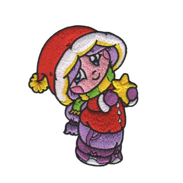 Christmas 4" 'Little Girl | Holding Yellow Star' Embroidered Patch Set