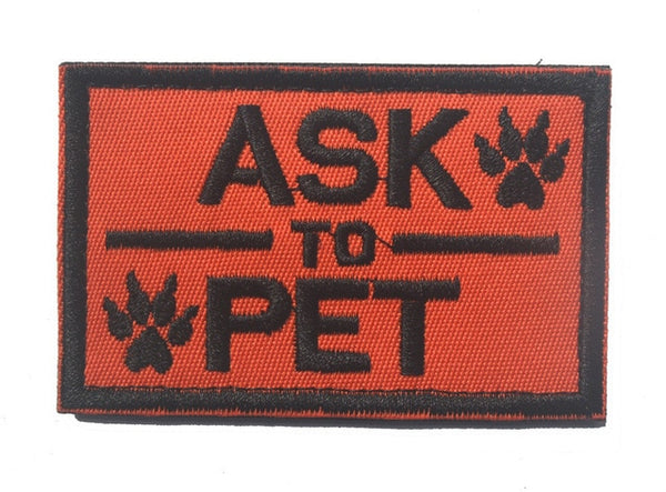 Service Dog 'Ask To Pet' Embroidered Velcro Patch