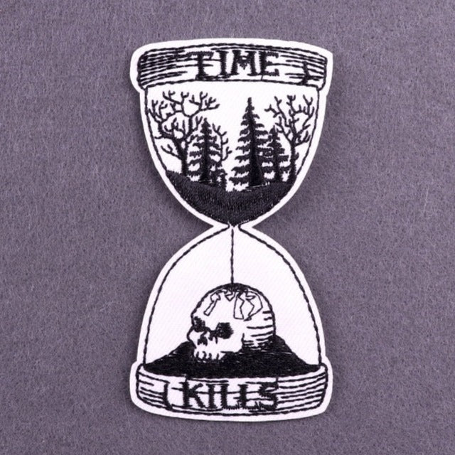 Skull 'Time Kills | Hourglass' Embroidered Patch