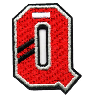 Letter Q 'Black Stripes' Embroidered Velcro Patch