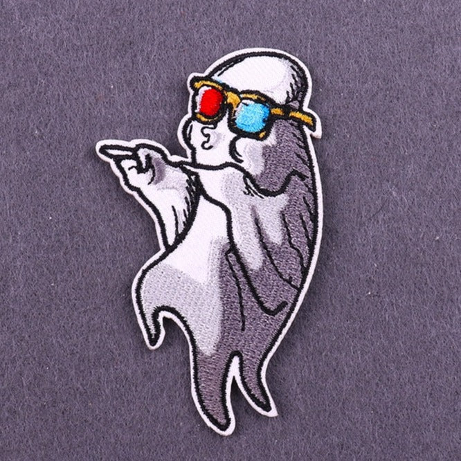 Cool 'Ghost Wearing Sunglasses' Embroidered Patch