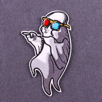 Cool 'Ghost Wearing Sunglasses' Embroidered Patch