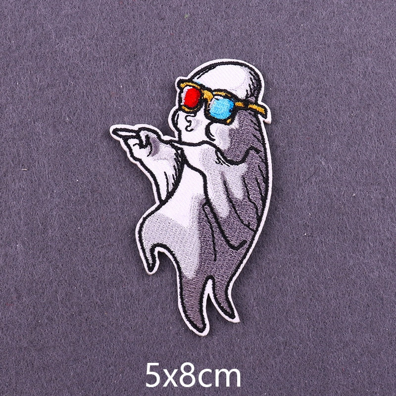 Cool 'Ghost Wearing Sunglasses' Embroidered Patch