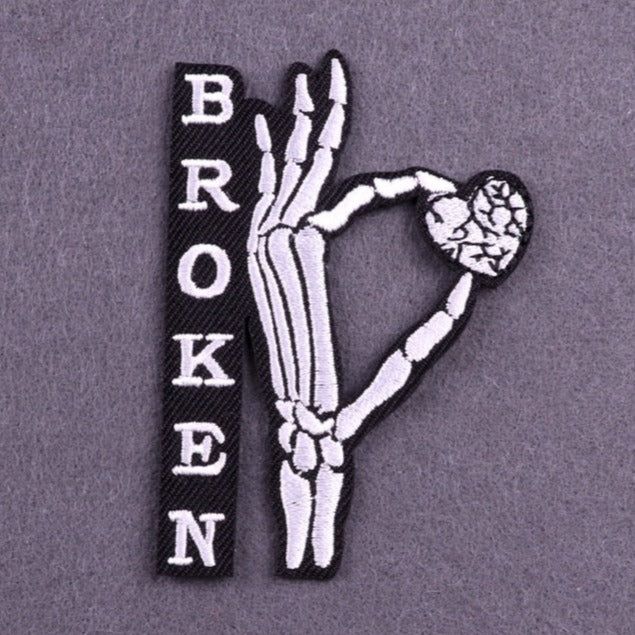 Broken 'Skeleton Hand | Holding A Broken Heart' Embroidered Patch