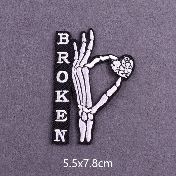 Broken 'Skeleton Hand | Holding A Broken Heart' Embroidered Patch