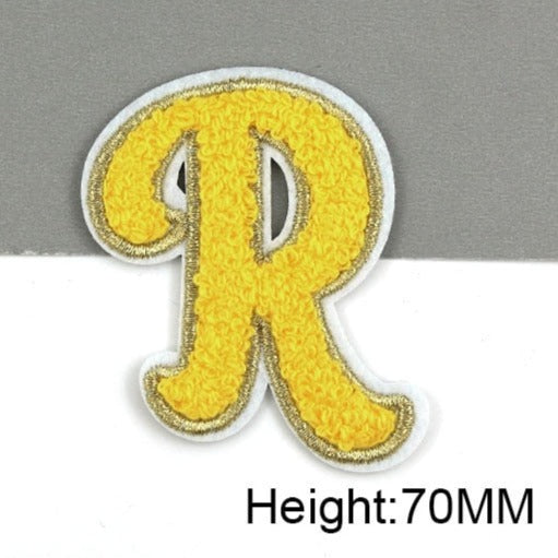 Cute Yellow Chenille 'Letter R' Embroidered Patch