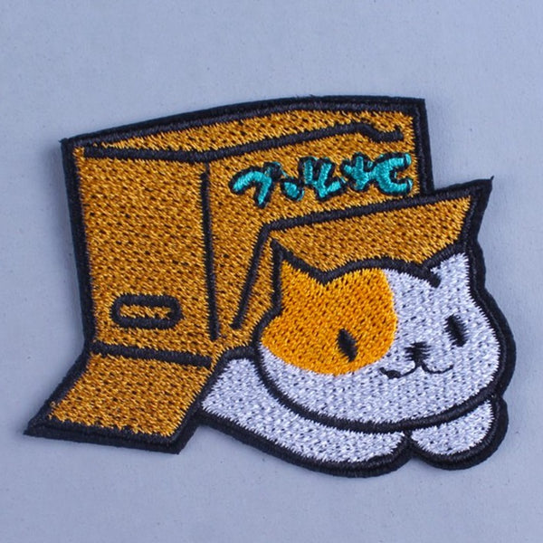 Cute Cat 'Hiding In A Box' Embroidered Patch