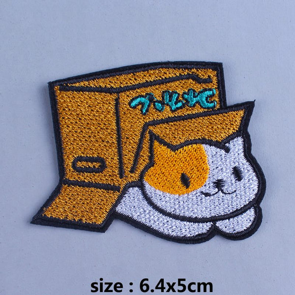 Cute Cat 'Hiding In A Box' Embroidered Patch