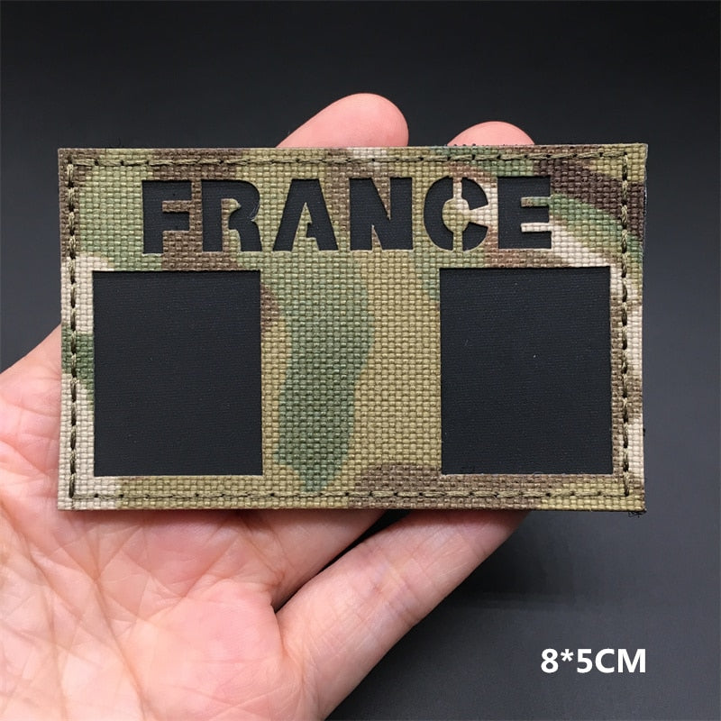 Military Tactical 'France Flag | Reflective' Embroidered Velcro Patch