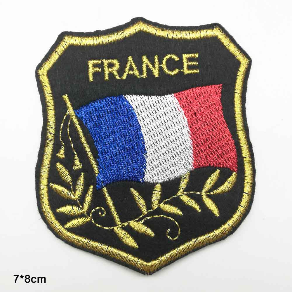 France Flag 'Laurel Wreath' Embroidered Patch