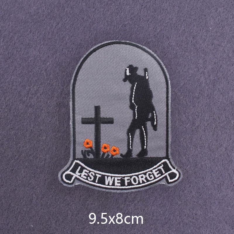Lest We Forget 'Man Visiting A Grave' Embroidered Patch