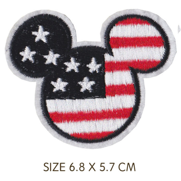 Mickey Mouse Head 'American Flag' Embroidered Patch