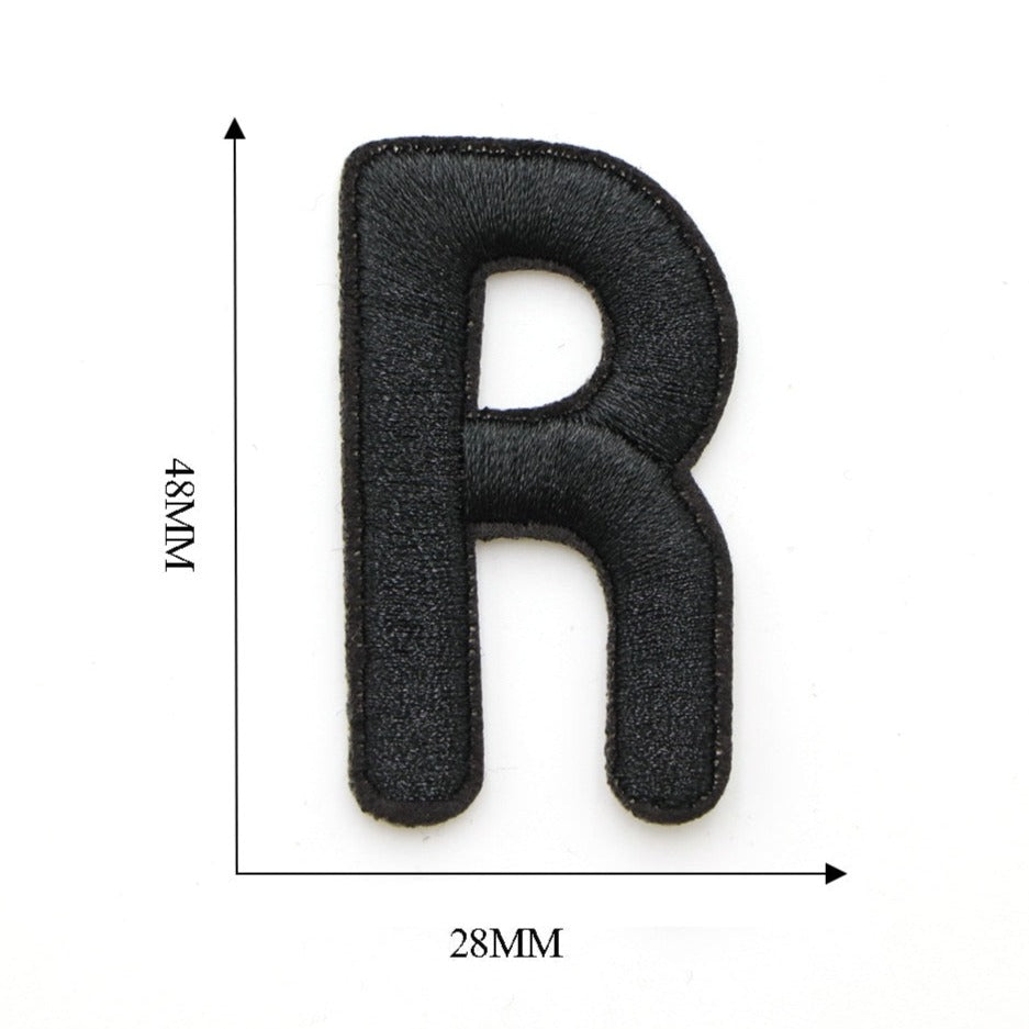 Letter R 'Black' Embroidered Patch