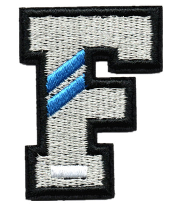 Letter F 'Blue Stripes' Embroidered Velcro Patch