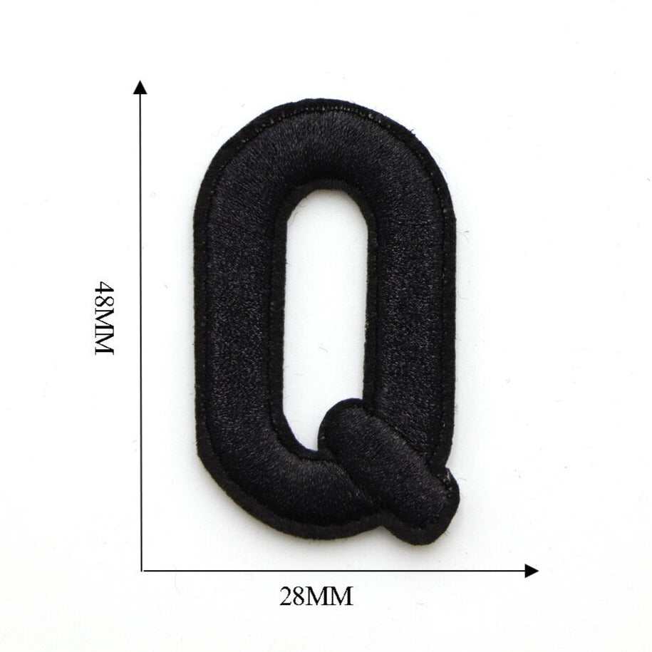 Letter Q 'Black' Embroidered Patch