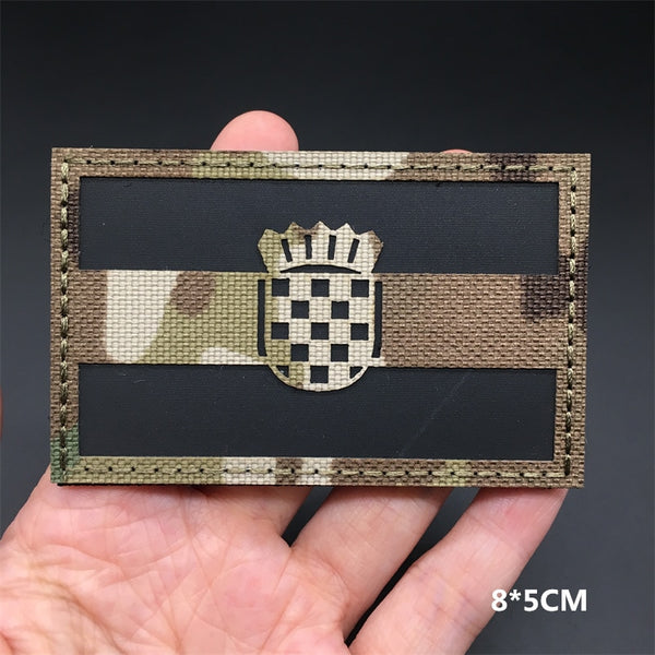 Military Tactical 'Croatia Flag | Reflective' Embroidered Velcro Patch