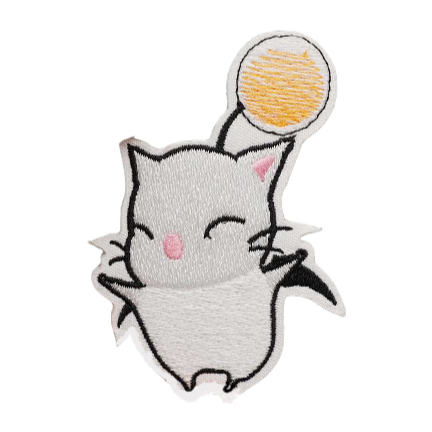 Cute 'White Bat Cat | Open Arms' Embroidered Patch