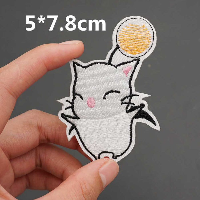 Cute 'White Bat Cat | Open Arms' Embroidered Patch