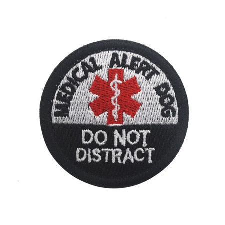 Stop Sign 'Do Not Pet  Do Not Distract' Embroidered Velcro Patch