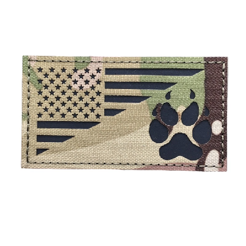 Military Tactical 'American Flag | Dog Paw | Reflective' Embroidered Velcro Patch