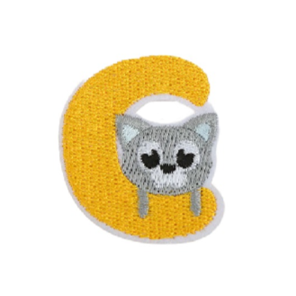Cute Animal 'Letter C | Cat' Embroidered Patch