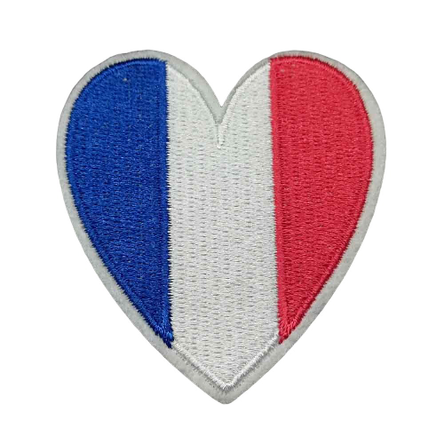 Heart Shaped 'France Flag' Embroidered Patch