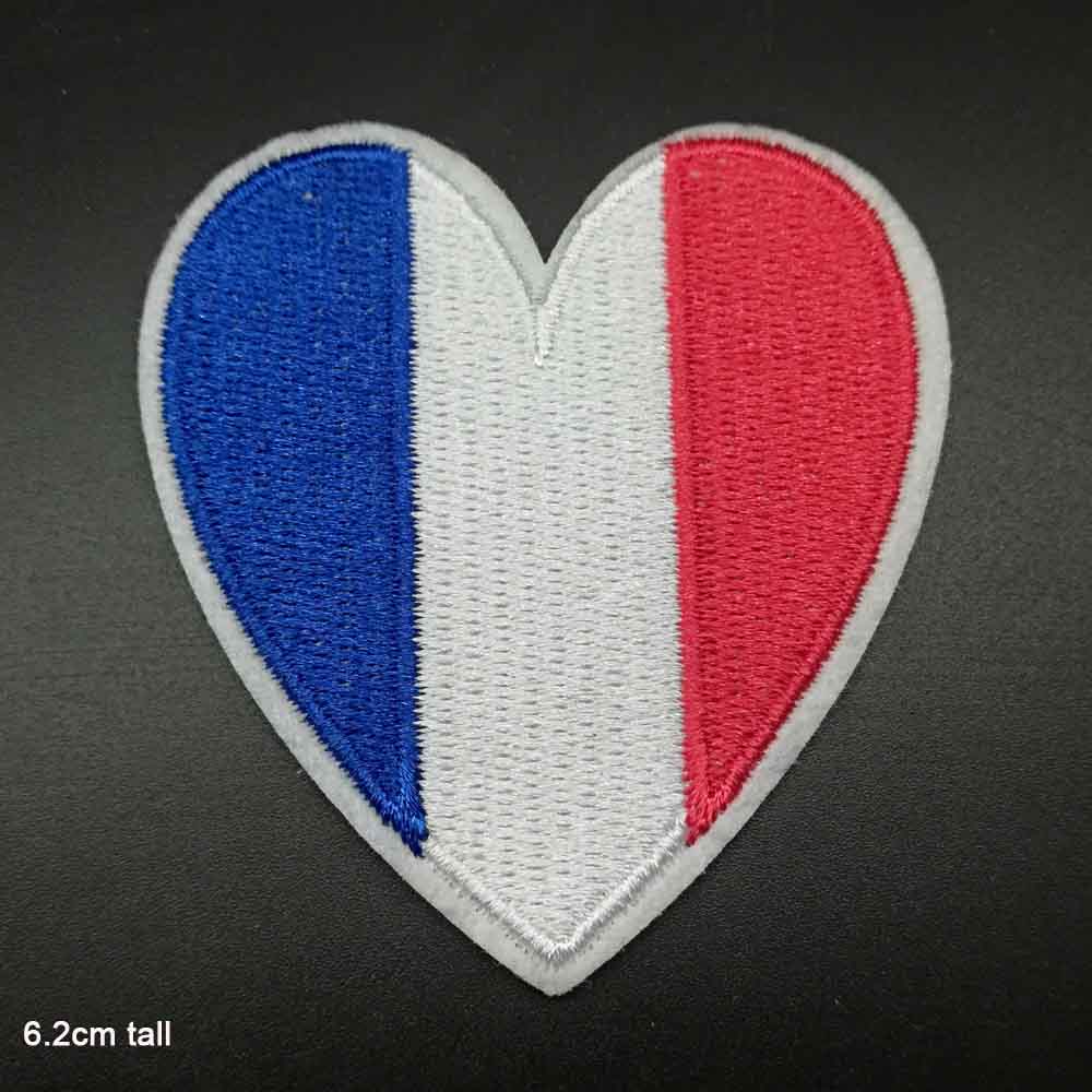 Heart Shaped 'France Flag' Embroidered Patch
