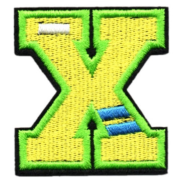 Letter X 'Blue Stripes' Embroidered Velcro Patch