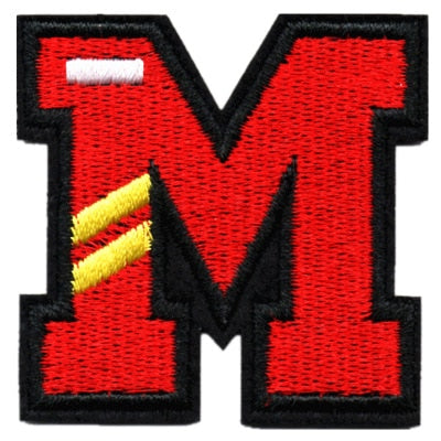 Letter M 'Yellow Stripes' Embroidered Velcro Patch