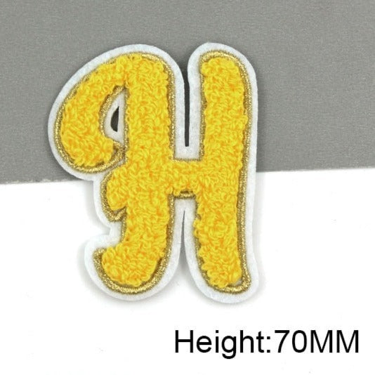Cute Yellow Chenille 'Letter H' Embroidered Patch