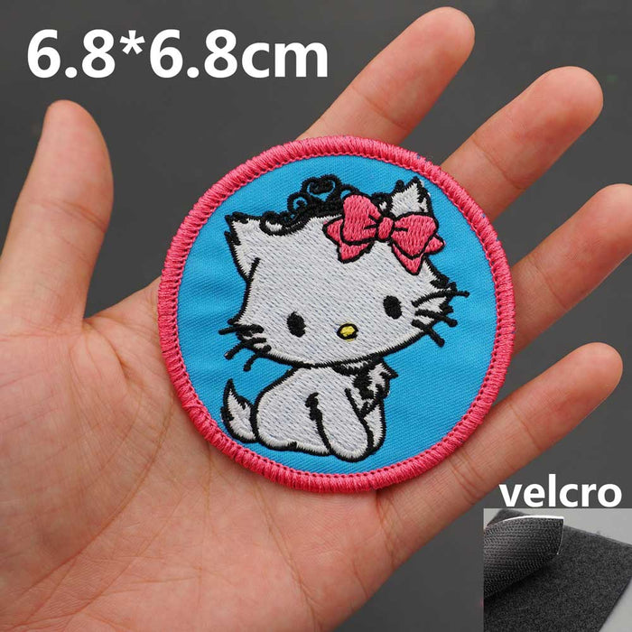 Cute 'White Cat | Pink Bow' Embroidered Velcro Patch